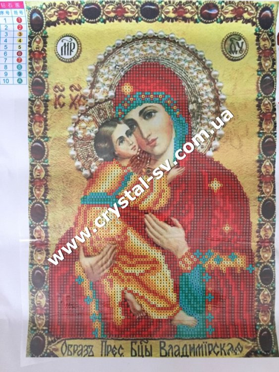 Набор алмазная мозаика стразами Икона Образ Пресвятой Богородицы Владимирской (34х24) — CRYSTAL SHOP