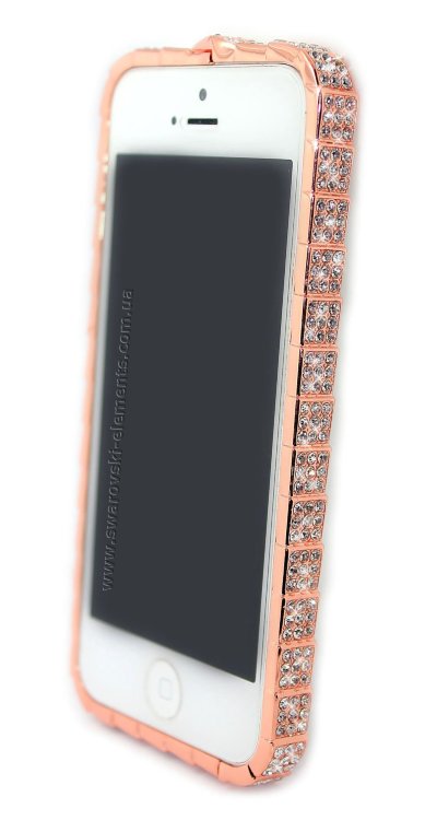 Бампер для iPhone 5/5s Luxury BVLGARI орнамент из страз Snake Head змея GOLD PINK — CRYSTAL SHOP