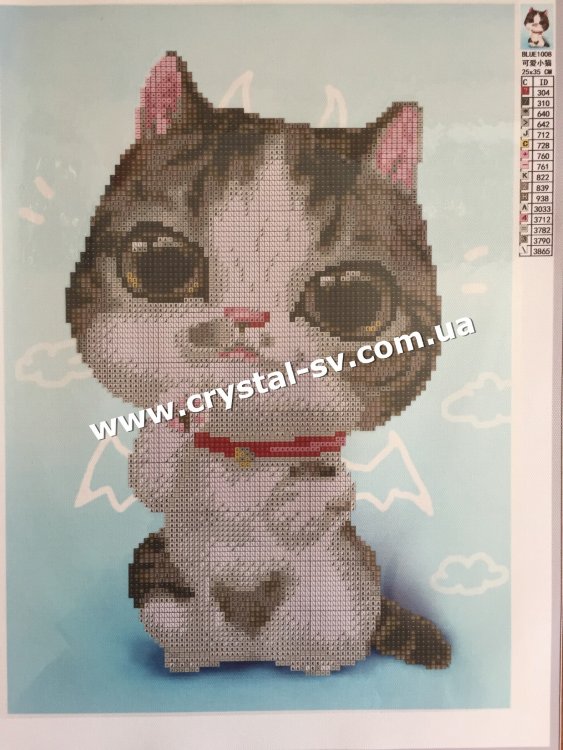 Набор вышивка камнями по номерам Кот Настроение (35х25) — CRYSTAL SHOP