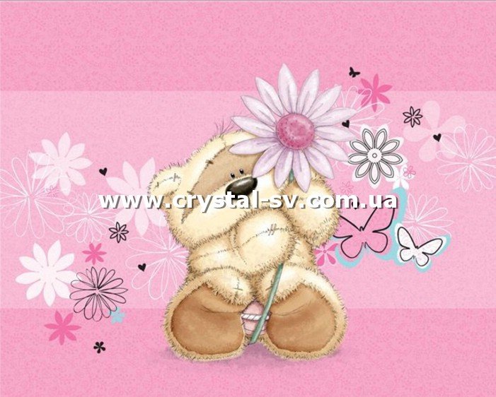 Набор алмазная мозаика стразами Мишка Fizzy Mon с ромашкой (40x50) — CRYSTAL SHOP