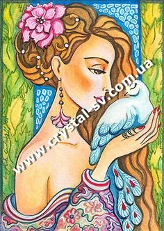 Набор алмазная мозаика стразами София болгария Девушка и голубь (40x30) — CRYSTAL SHOP