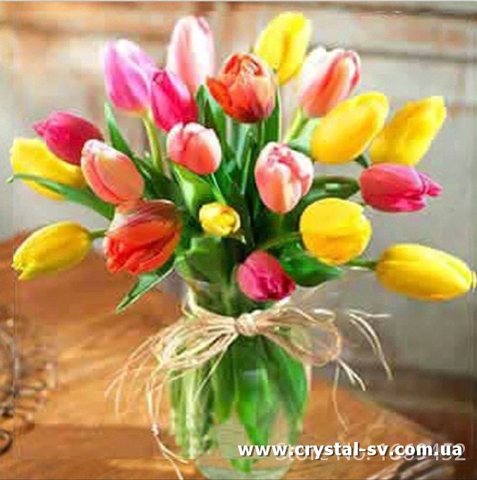 Набор алмазная мозаика стразами Тюльпаны в вазе (30х30) — CRYSTAL SHOP