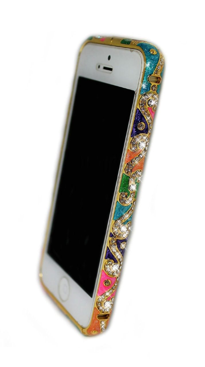 Бампер для iphone 5/5s Diamond LUXURY national style PINK 