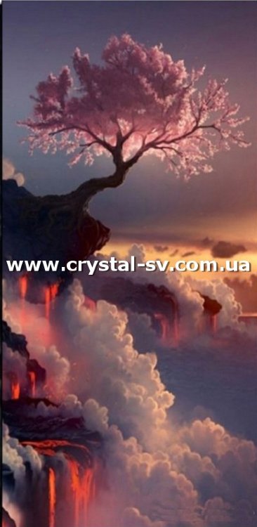 Набор рисование камнями Сакура над обрывом (60x30) — CRYSTAL SHOP