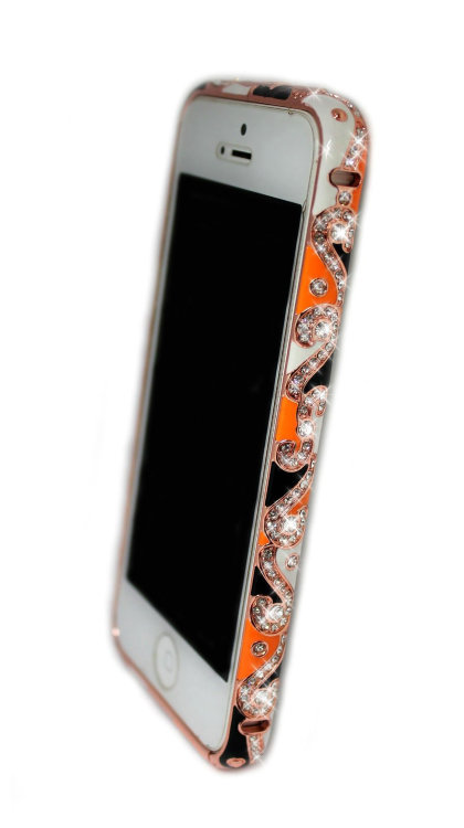 Бампер для iphone 5/5s Diamond LUXURY national style ORANGE — CRYSTAL SHOP