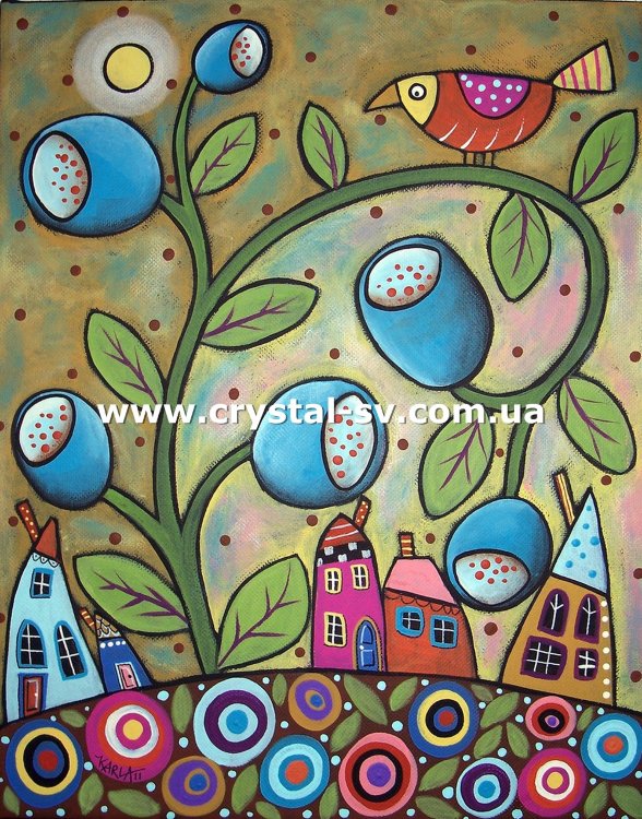 Наборы алмазной вышивки Птица на дереве (50х40) — CRYSTAL SHOP