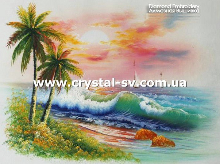 Набор алмазная живопись Море и пальмы (40х50) — CRYSTAL SHOP