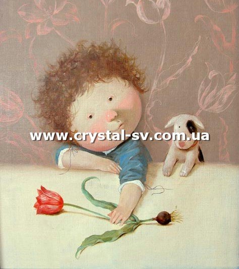 Набор рукоделия мозаика стразами Ангел Дети Маленький Рембрандт (40х40) — CRYSTAL SHOP