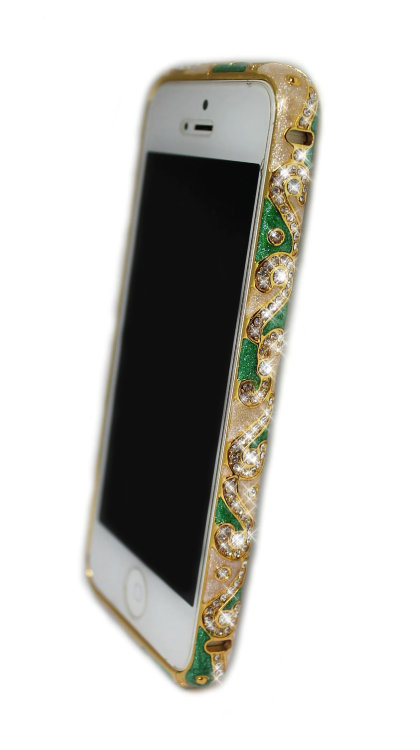 Бампер для iphone 5/5s Diamond LUXURY national style GREEN — CRYSTAL SHOP