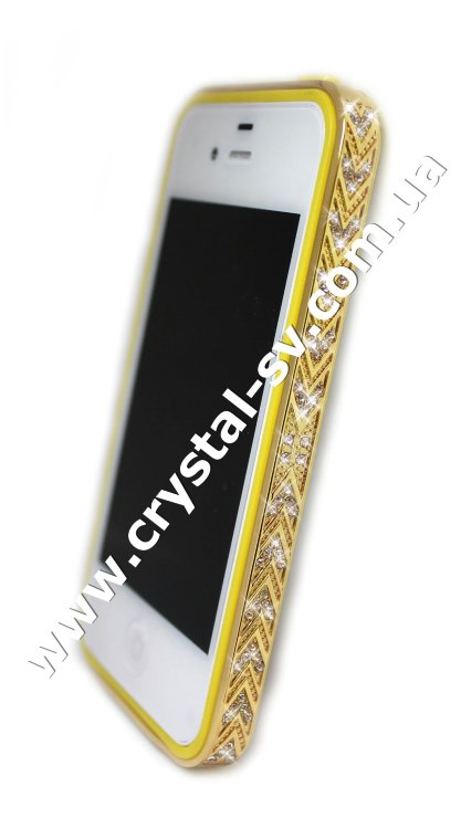 Бампер алюминиевый для iphone 4/4s Luxury Ultra-thin Diamond Strass YELLOW — CRYSTAL SHOP