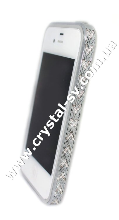 Бампер алюминиевый для iphone 4/4s Luxury Ultra-thin Diamond Strass SILVER — CRYSTAL SHOP