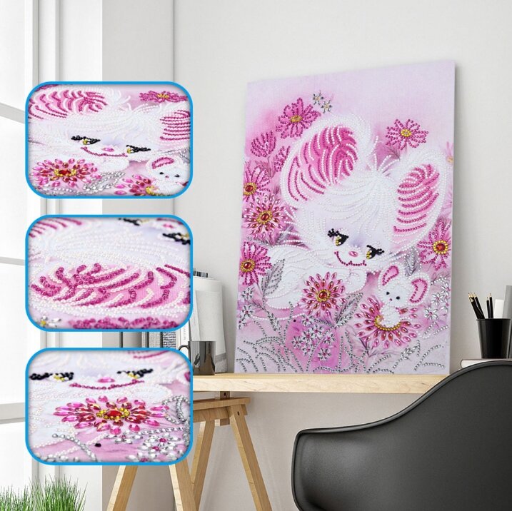 Набор алмазная мозаика специальными стразами Белые мышки (40х30) — CRYSTAL SHOP