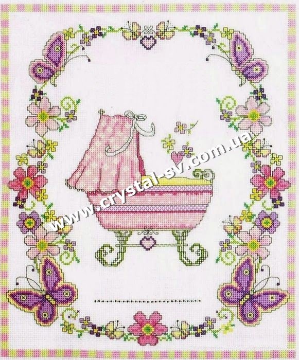 Набор мозаика стразами Детская метрика для девочки (40х30) — CRYSTAL SHOP