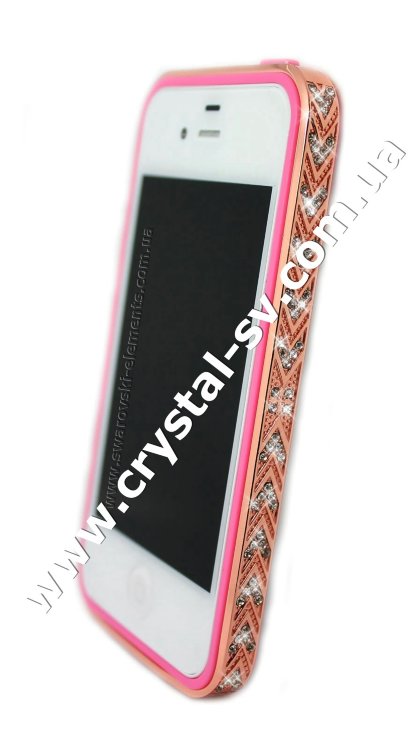 Бампер алюминиевый для iphone 4/4s Luxury Ultra-thin Diamond Strass PINK — CRYSTAL SHOP