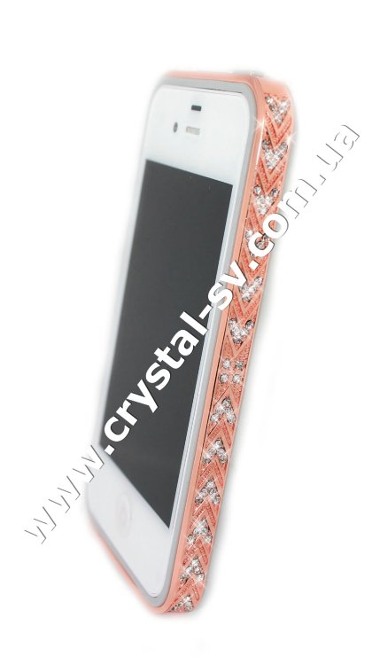 Бампер алюминиевый для iphone 4/4s Luxury Ultra-thin Diamond Strass GOLD PINK — CRYSTAL SHOP