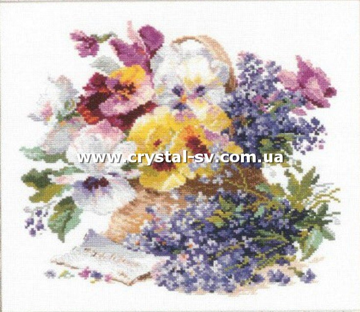 Набор алмазная мозаика стразами Вышивка Анютины глазки Лаванда (30x38) — CRYSTAL SHOP