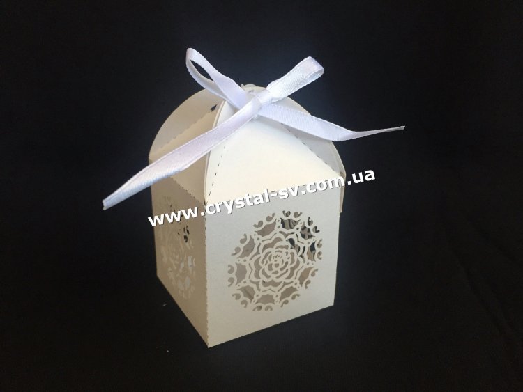 Бонбоньерка для конфет Розочка (белая) — CRYSTAL SHOP