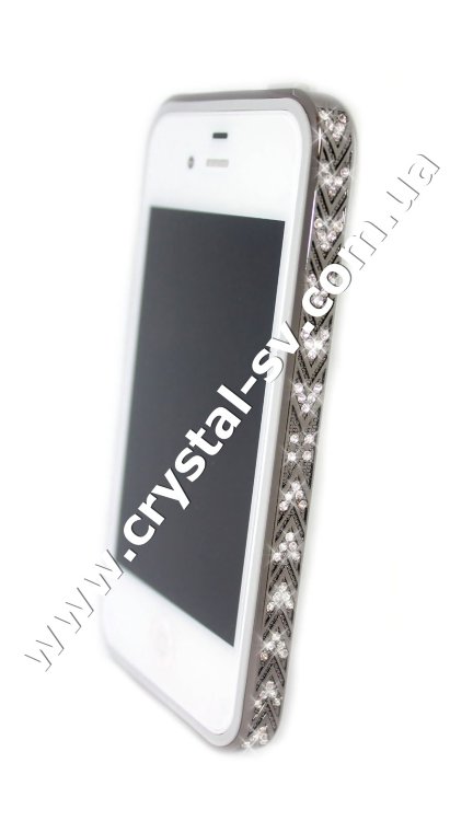 Бампер алюминиевый для iphone 4/4s Luxury Ultra-thin Diamond Strass BLACK — CRYSTAL SHOP