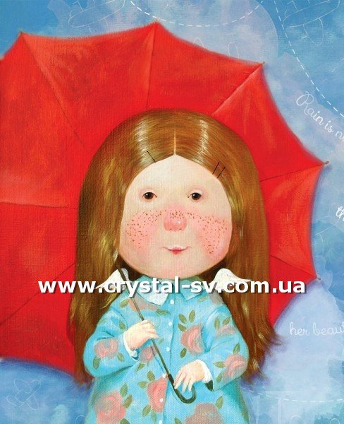 Набор алмазными стразами Детка Красный зонт (40х30) — CRYSTAL SHOP