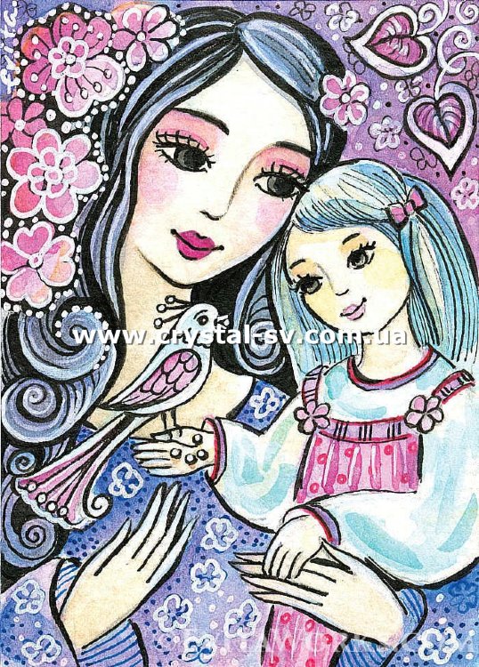 Набор мозаика стразами Красивая мама и дочка (60х40) — CRYSTAL SHOP