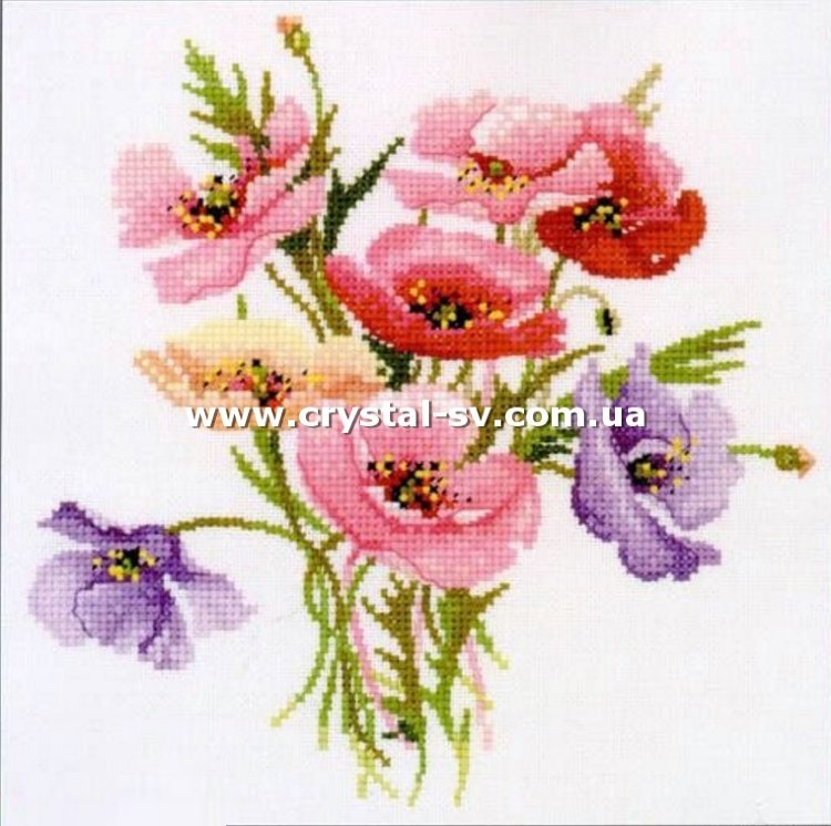 Набор алмазная мозаика стразами Вышивка Маки полевые (40x40) — CRYSTAL SHOP