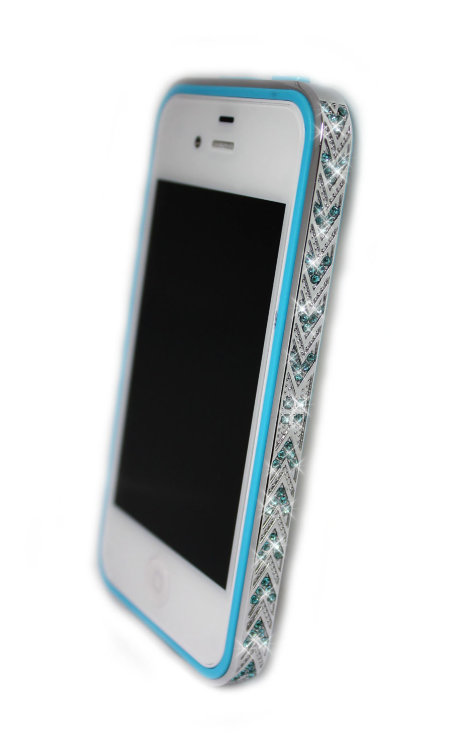 Бампер алюминиевый для iphone 5/5s Luxury Ultra-thin Diamond Strass BLUE — CRYSTAL SHOP
