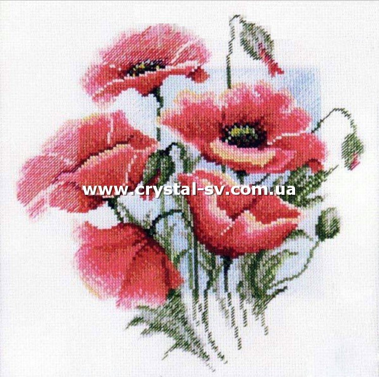 Набор алмазная мозаика стразами Вышивка Маки (40x40) — CRYSTAL SHOP