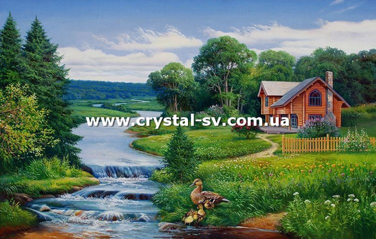 Набор алмазная живопись Домик у реки (40x60) — CRYSTAL SHOP