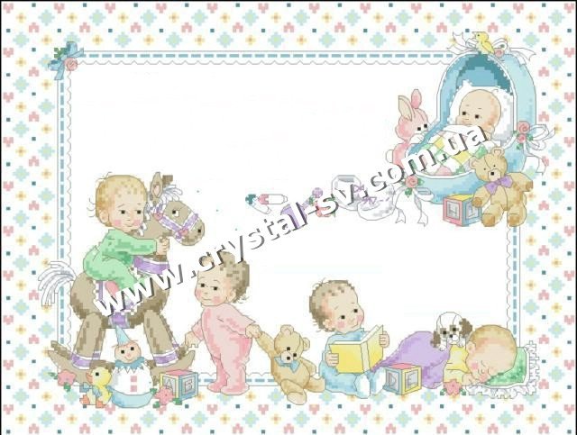 Набор мозаика стразами Детская метрика для малышей (30х40) — CRYSTAL SHOP