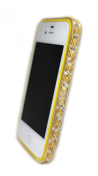 Бампер алюминиевый для iphone 5/5s Luxury Ultra-thin Diamond Strass YELLOW — CRYSTAL SHOP