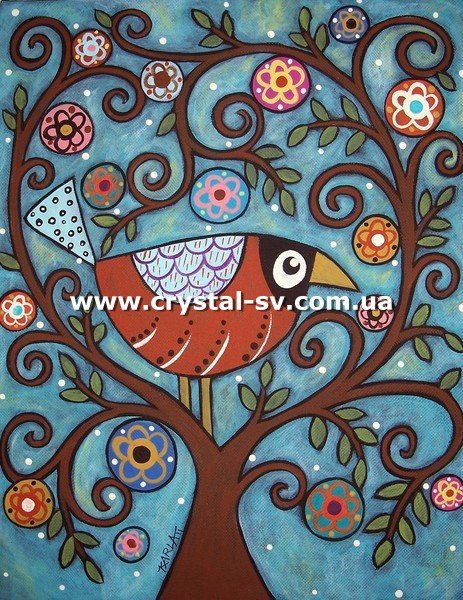 Наборы алмазной вышивки Напуганная птица на дереве (50х40) — CRYSTAL SHOP