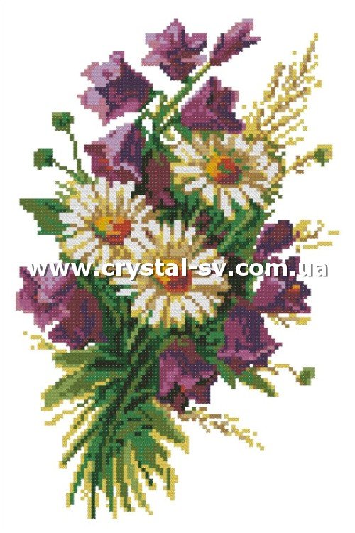 Набор алмазная мозаика стразами Вышивка Букет Цветы полевые (45x30) — CRYSTAL SHOP