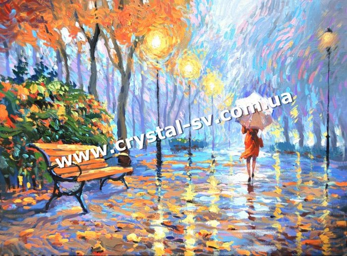Набор алмазная мозаика стразами Осень Парк Девушка под зонтом (40x60) — CRYSTAL SHOP