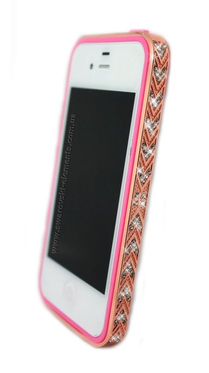 Бампер алюминиевый для iphone 5/5s Luxury Ultra-thin Diamond Strass PINK — CRYSTAL SHOP