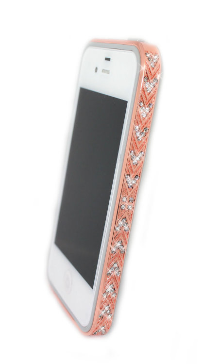 Бампер алюминиевый для iphone 5/5s Luxury Ultra-thin Diamond Strass GOLD PINK — CRYSTAL SHOP