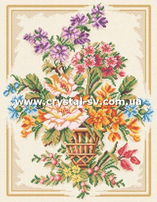 Набор алмазная мозаика стразами Вышивка Цветы в корзине Экибана (38x30) — CRYSTAL SHOP