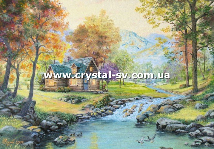 Набор алмазная живопись Дом у реки (40x53) — CRYSTAL SHOP