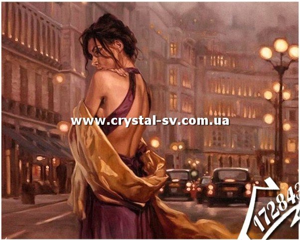Набор алмазная мозаика стразами Ретро Девушка Ночь Город (40х50) — CRYSTAL SHOP