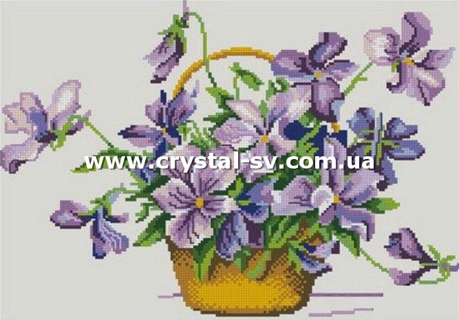 Набор алмазная мозаика стразами Вышитые цветы в корзине (30x45) — CRYSTAL SHOP