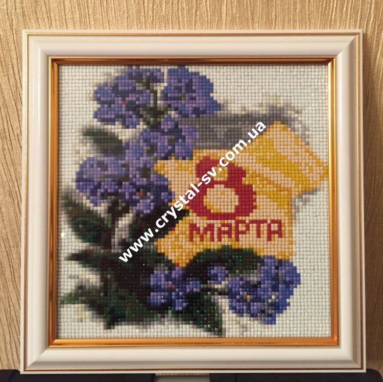 Картина алмазная вышивка стразами &quot;8 Марта Вышивка&quot; (20x20) — CRYSTAL SHOP