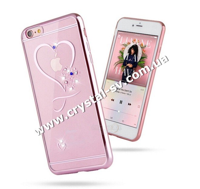 Чехол iphone 6 6s Силикон со стразами ROSE — CRYSTAL SHOP