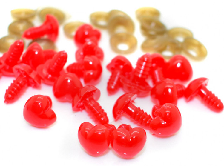 Пластиковый носик для вязаной игрушки амигуруми в форме сердца. Красный 13х12 мм (1 шт) — CRYSTAL SHOP