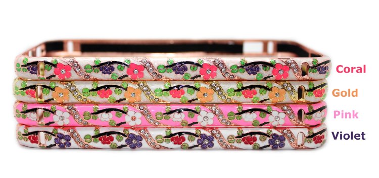 Бампера для iphone 5 5s с камнями DeLuxe Bling Ceramica Flower Style Coral — CRYSTAL SHOP