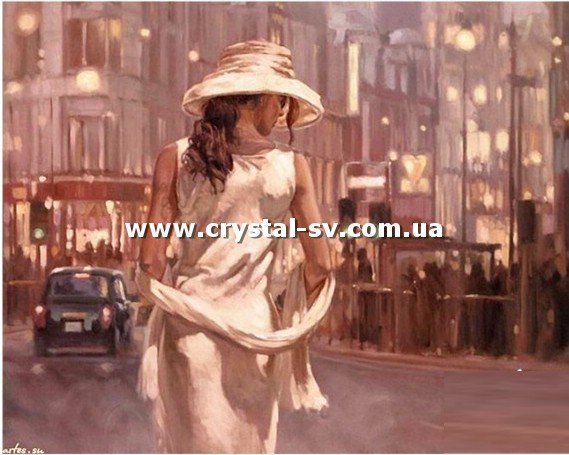 Набор алмазная мозаика стразами Ретро Девушка Улица (40х50) — CRYSTAL SHOP