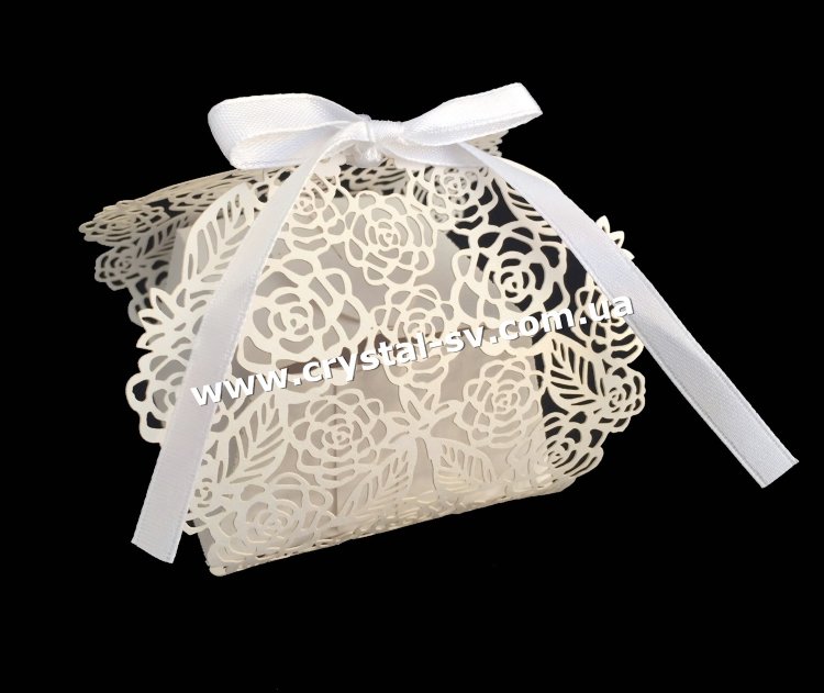 Бонбоньерка для конфет Розочки (белая) — CRYSTAL SHOP