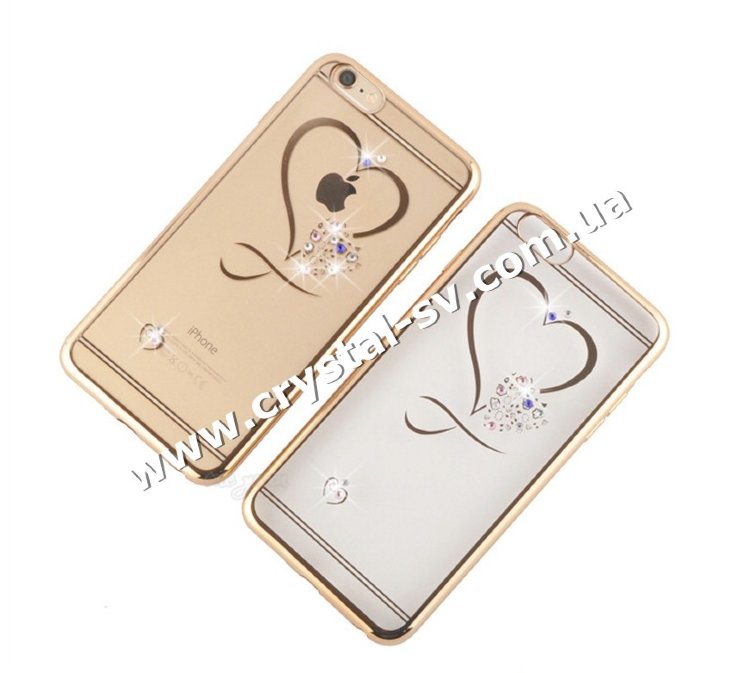 Чехол iphone 6 6s Силикон со стразами GOLD — CRYSTAL SHOP