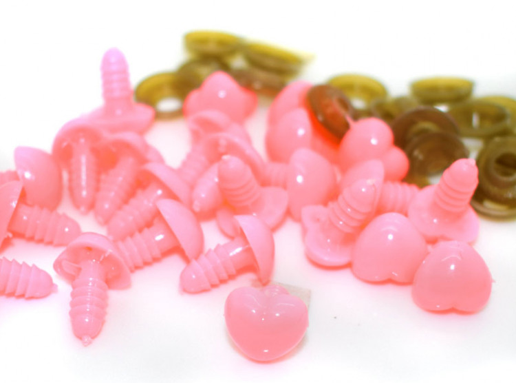 Пластиковый носик для игрушки ручной работы амигуруми в форме сердца. Розовый 13х12 мм (1 шт) — CRYSTAL SHOP