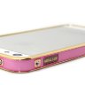 Бампера на телефон для iPhone 5/5s камни HERMES logo метал original box GOLD Pink фото 4 — CRYSTAL SHOP