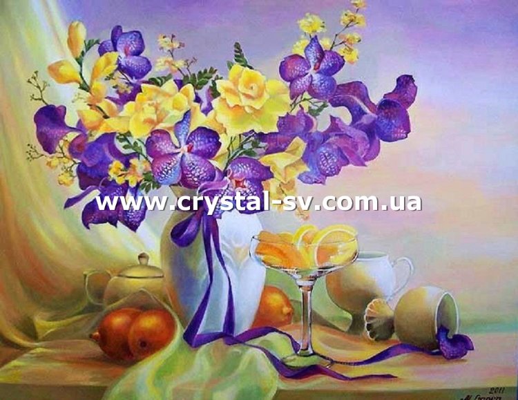 Набор алмазная мозаика стразами Красивые цветы Фрукты (40х50) — CRYSTAL SHOP
