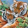 Набор рисование камнями по номерам Тигры пара (40х60) фото 1 — CRYSTAL SHOP